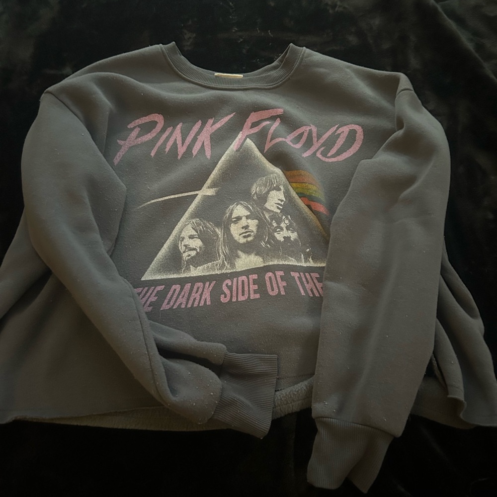 Pink Floyd Gray Crop Top with Iconic Prism Design
